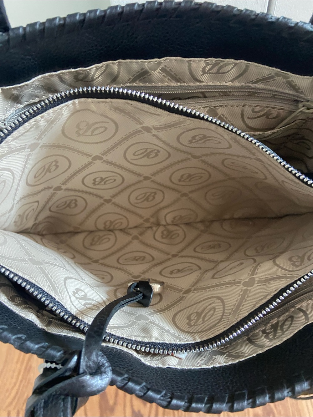 Brighton Black Leather Tote with Embossed Medallion and Tassel - Picture 5 of 15
